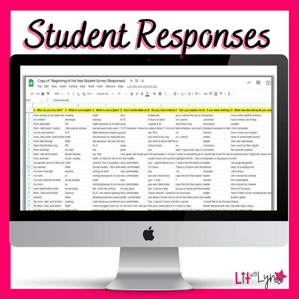 beginning of the school year digital student survey