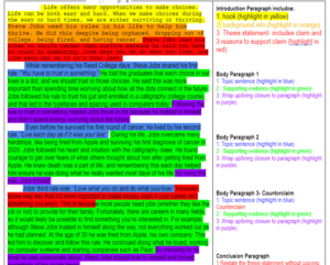 Color-coded essay